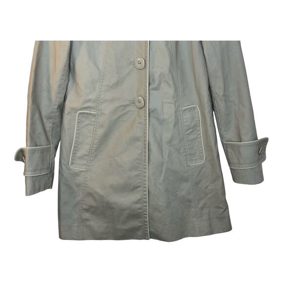 Trina Turk Button Rain Coat Trench Coat Lined 2 Pockets Size 6 - Picture 3 of 6